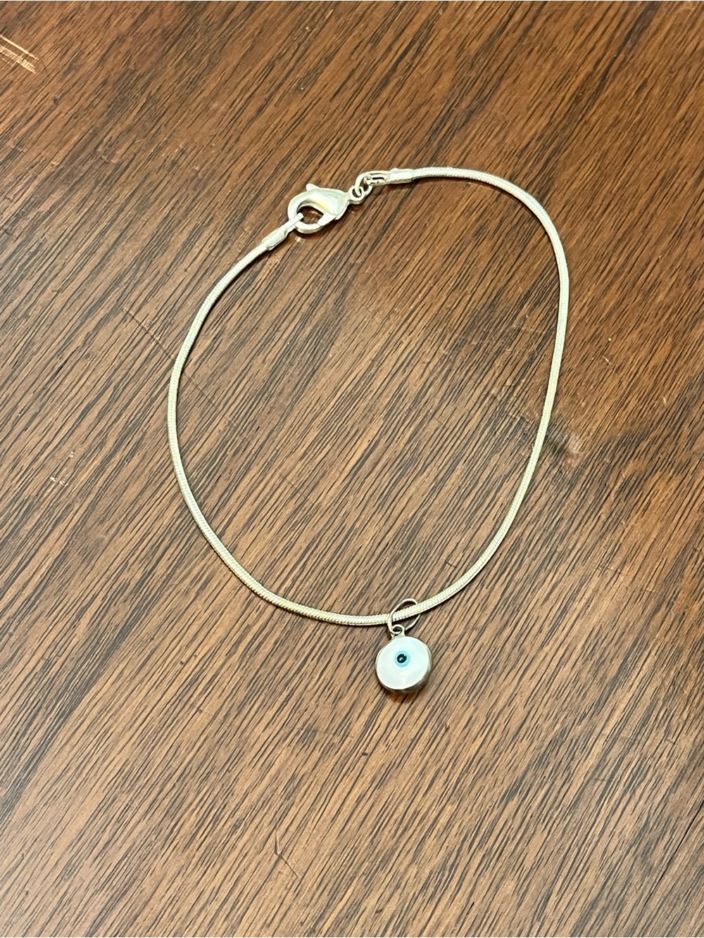 Delicate Silver Bracelet with Evil Eye Charm